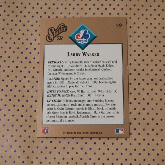 Larry Walker #59 Baseball Card - Picture 2 of 2